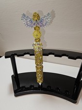 Handcrafted Rhinestone Yellow Acrylic Beaded Pen Sparkly Bling Wings