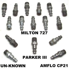 16 AIR CHUCKS 1/4" Male PLUG FITTINGS - Milton 727 - Parker III - Amflo CP21 - +