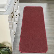 Ultra Thin Bathroom Runner Rug Large Bath Mat Quick Dry NonSlip Red 17x35 In