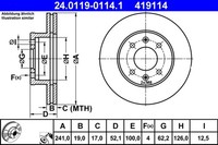2X Bremsscheibe ATE 24.0119-0114.1 FüR Hyundai Accent LC 2 Crdi
