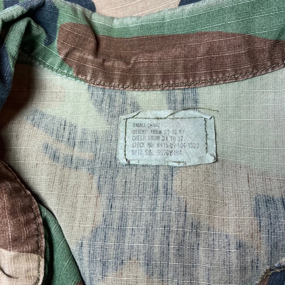 Vintage 1987 US Army Woodland Camo BDU Jacket Ripstop Combat Coat Small Short - Image 4 of 4