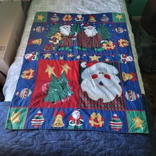 Handmade Christmas Quilt Throw Festive Santa Holiday Patchwork