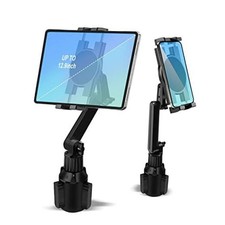Cup Holder Car Tablet Mount for Truck, 360 Adjustable Long 2-Arm Stand 15"