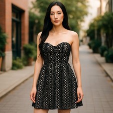 NWT Forever 21 Strapless Mini Party Dress Black Gold Size Small Party Event