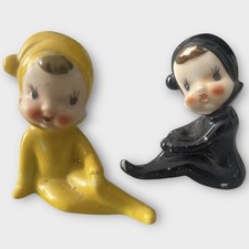 Vintage Pair Pixie Kewpie Kitschy Japan Elves Elf Figurines Mid Century Kitsch
