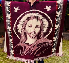 Jesus Adult-size Alpaca Poncho,Unisex One Size. Made In Ecuador