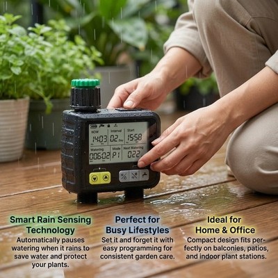 Rain Sensing Smart Water Timer mit 9 für individuelle Programme Kunststoffgehä