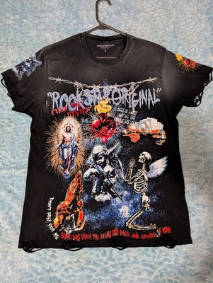 Rockstar Original Distressed AOP T-Shirt, Men's Medium, Grunge, Art, Streetwear.