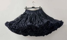 Vintage Black Nylon Full Circle Rockabilly Ruffled Petticoat Slip S/M