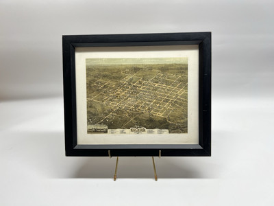 Map of Raleigh, NC 1872 - Vintage Framed & Numbered Sepia Print Aerial View