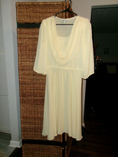 Monica Richards VTG 1960s 3/4 Sleeve YELLOW Scoop Neck Midi Dress Size 14 Y2K