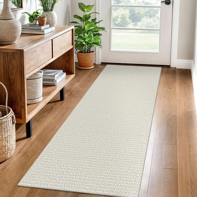 Woven Runner Rug 2x6 Ft Washable Runners for Hallways Cotton Rubber Backed Ki... - Image 1 of 4