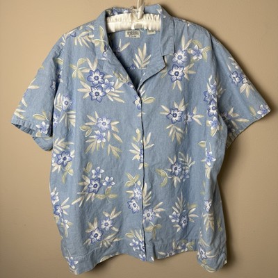 Vintage Chambray Shirt Womens Plus 24W 26W Button Down Top Classic Elements