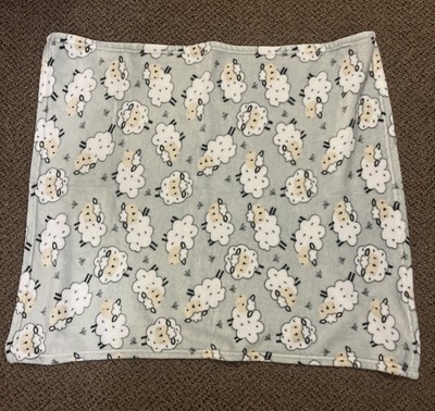 Parents Choice Grey White Sheep Lamb Print Plush Baby Blanket