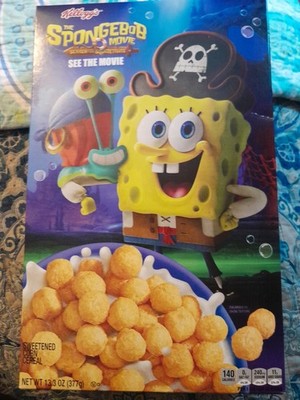 Kelloggs The Spongebob Movie Sweetened Corn Cereal New Exp. 10-14-26 13.3 Oz 