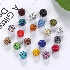 50pcs Color Round Crystal Rhinestone Clay Disco Ball Beads 10mm Loose Spacer