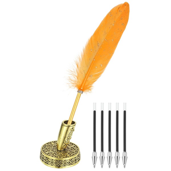 Feder Kugelschreiber Bulk, Metallhalter Schreibstifte FüR 5 Ersatzminen, Orange-image