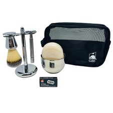 Men's Grooming Shaving Kit - Butterfly DE Safety Razor, Badger Bristles Brush...