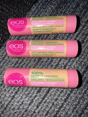 3 EOS Evolution of Smooth Super Soft Shea Lip Balm 0.14 oz STRAWBERRY SORBET (1D