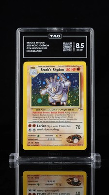 2000 Pokemon Brock's Rhydon #2/132 WOTC Pokémon TAG 8.5 POP