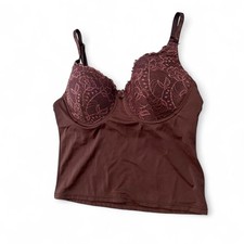 Y2K Rampage Brown Lingerie Lace Corset Bustier Top 