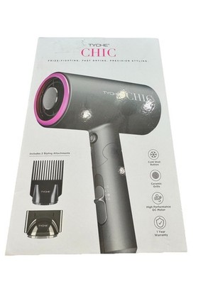Tyche Chic Hair Dryer w Attachments New Open Box Ionic Blow Dryer