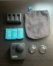 GoPro MAX 5.6K 360 Action Camera Black Bundle w/ Charger Batteries Pouch