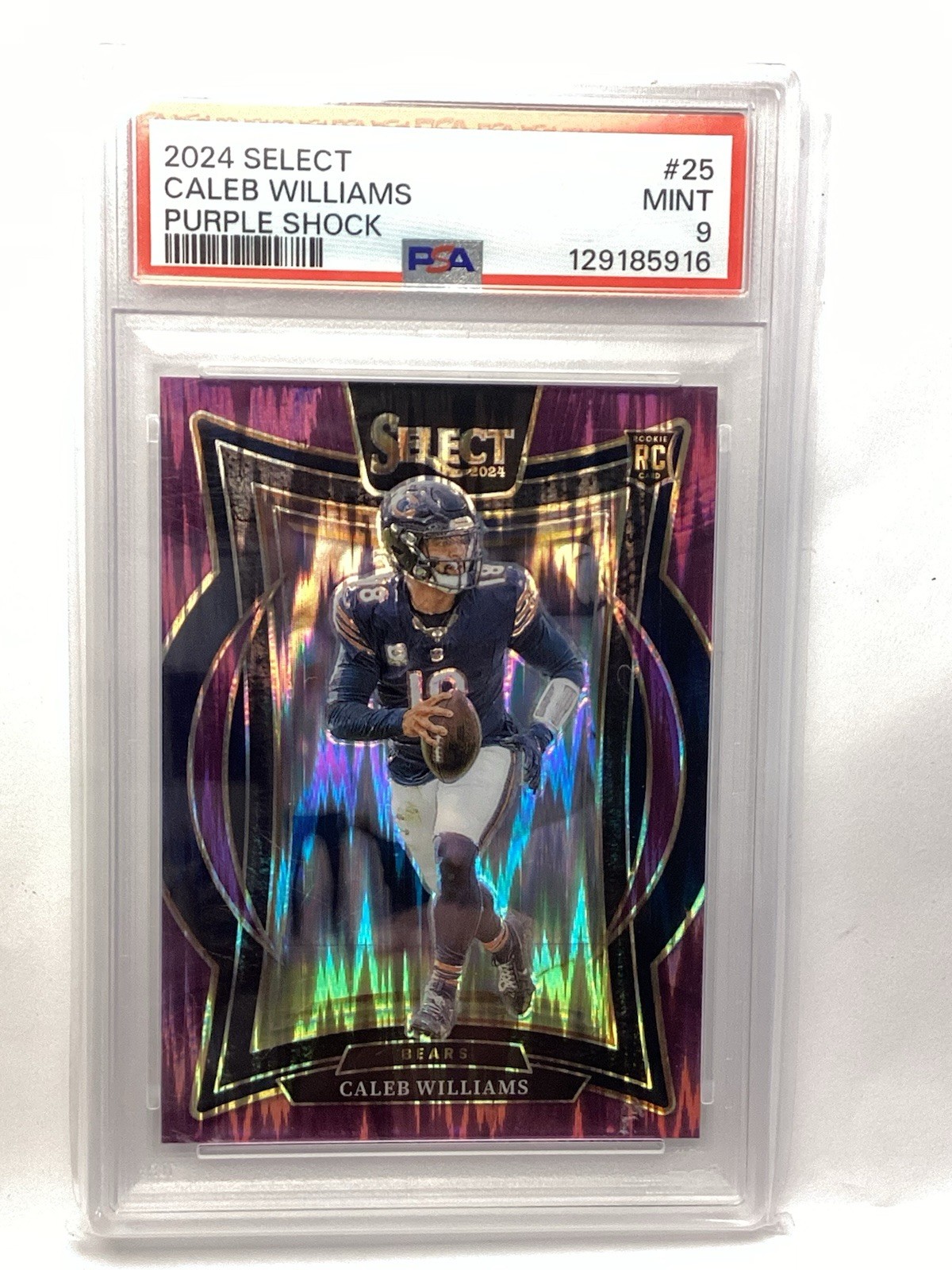 2024 Panini Select Concourse Caleb Williams #25 Purple Shock Prizm /360 PSA 9 RC