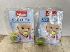 Vintage Playtex Latex Ortho-Pro Pacifier Binky Lot Of 2 Blue Green Yellow NEW