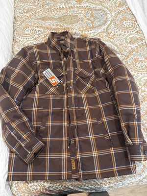 Dixxon Snap on Flannel jacket medium Mens Yellow Brown Plaid
