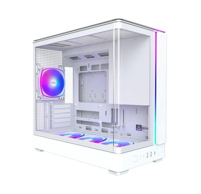 MONTECH KING 15 PRO KING15PW Micro-ATX PC Case Curved Panoramic Glass White
