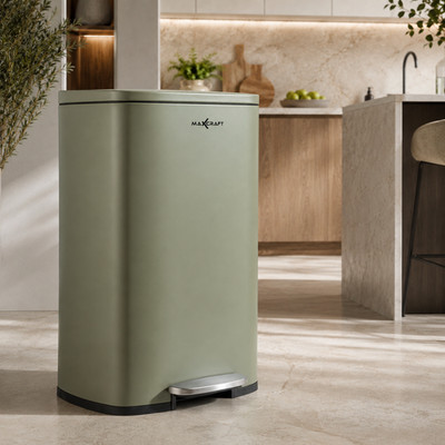 MAXCRAFT Mülleimer Abfalleimer Treteimer Soft Close Edelstahl Eimer 50L