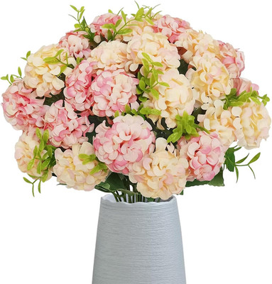 4 Bundles Small Hydrangea Artificial Flowers, Silk Fake Flower Bouquet for Weddi