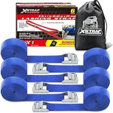 Cam Buckle Straps 6PK 8FT Powersports Tie-Downs 1-Inch Blue Lashing Straps Blue