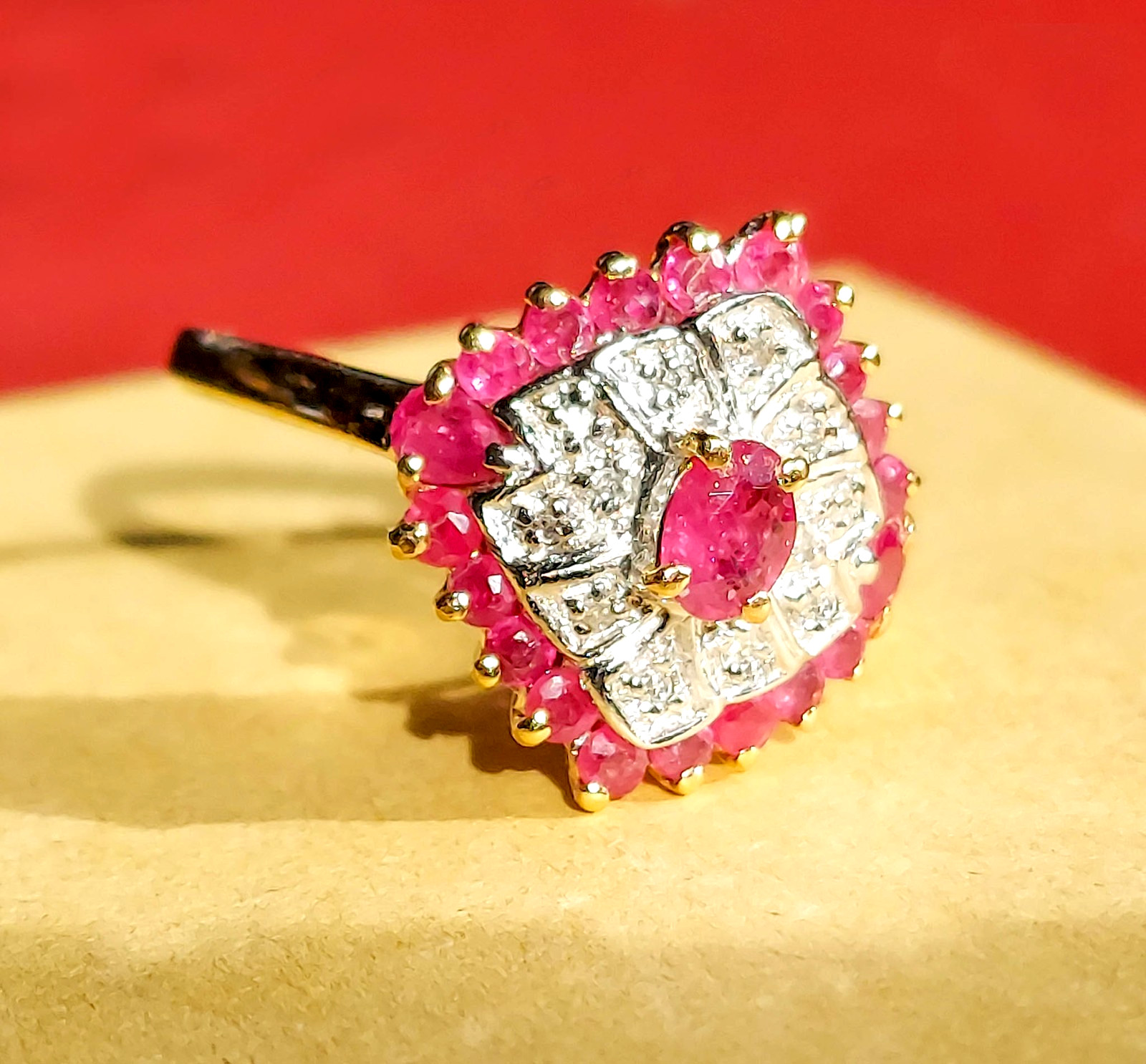 10k Solid Yellow Gold Natural Ruby Diamond Ring D… - image 9