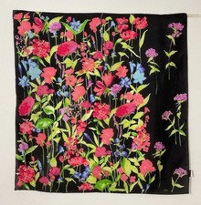 ECHO women  s Pure Silk Sheer Scarf W A Vibrant Floral Print 35"/34" EX.COND