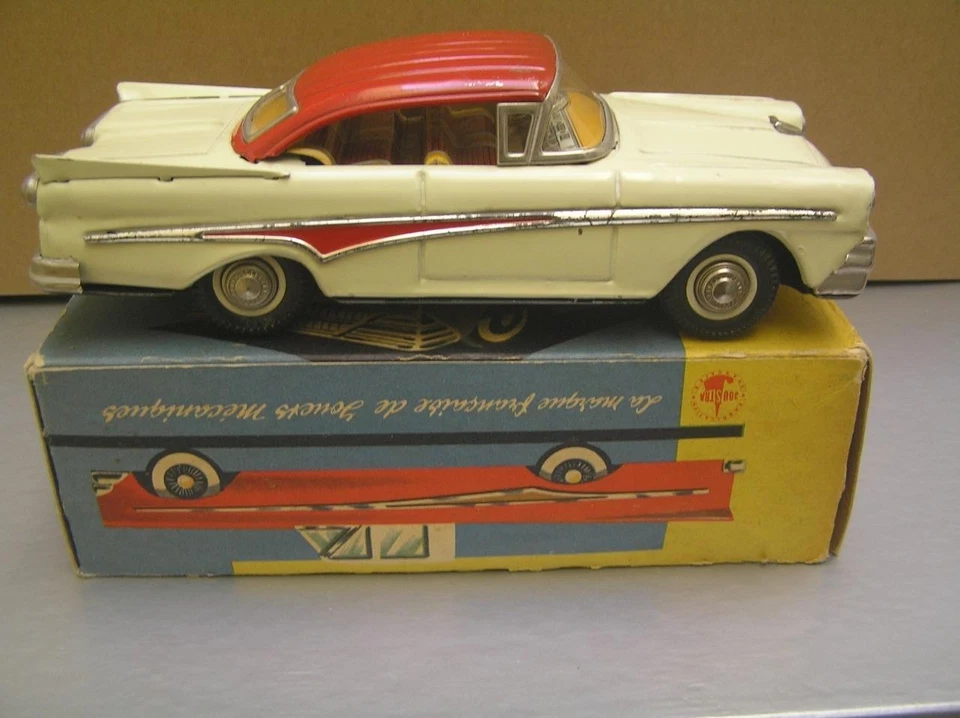 Joustra Serie Cadet 1958 Ford 2 Door Sedan tin friction toy made in France NMIB - Image 3 of 4