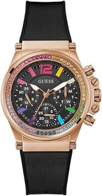 GUESS GW0562L3 Charisma Armbanduhr Silikon LEder 38mm Schwarz/ Rosegold