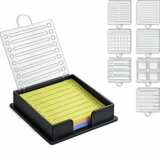 3x3 Sticky Note Holder with 7 Stencils for Desk Office