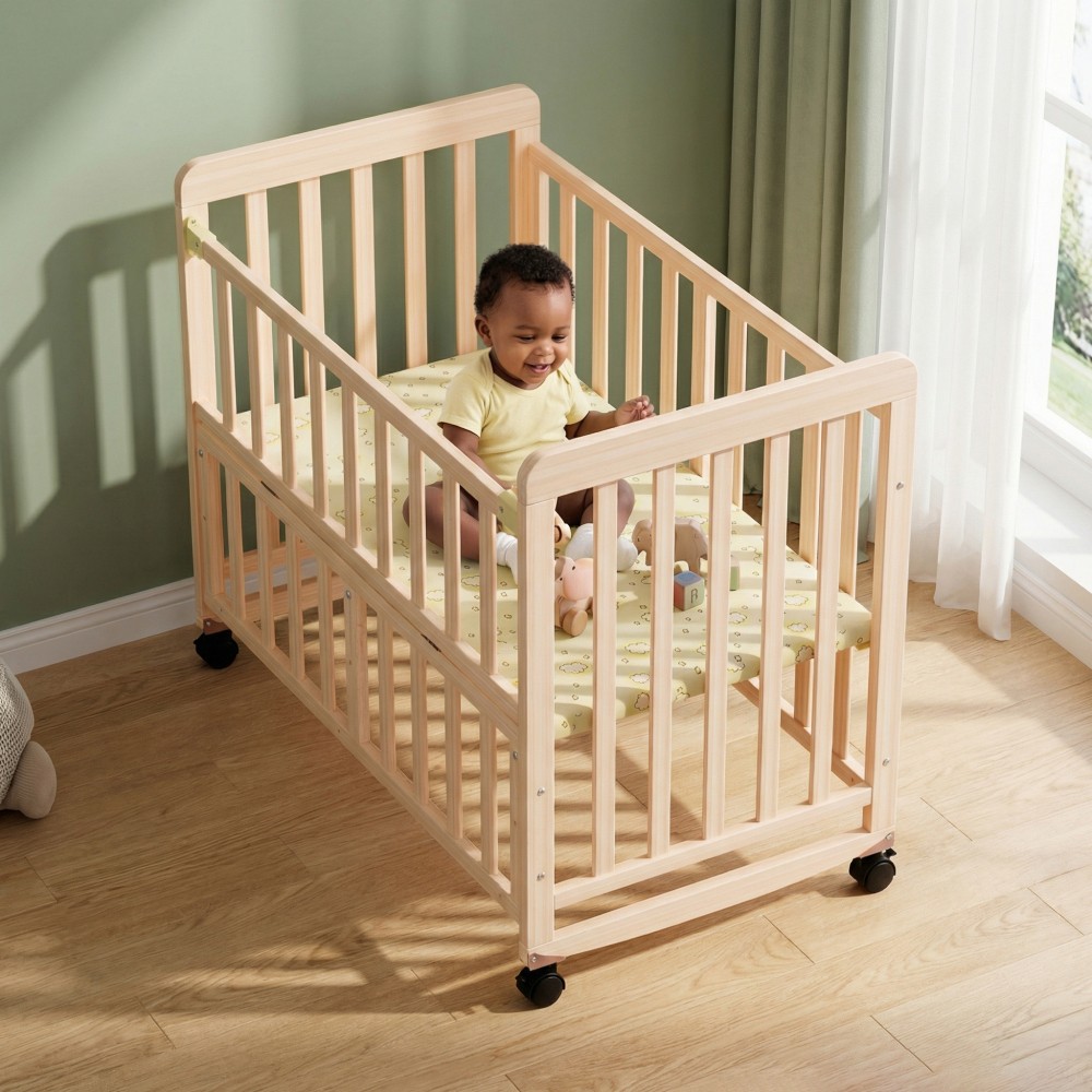 Baby Bassinets Bedside Sleeper - Portable Pine Wood Bedside Bassinet