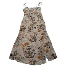 Reformation Kourtney Dress Women's 12 Midi Cream Frolic Floral Slit Tie Strap