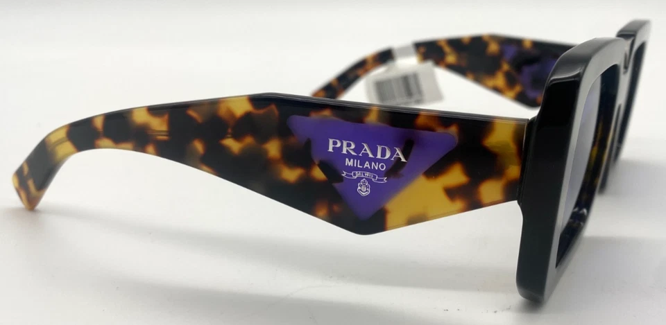 Prada SPR 23Y 2AU-05Q Women's Sunglasses Black & Brown Frames w/ Dark Blue Lense - Image 3 of 4
