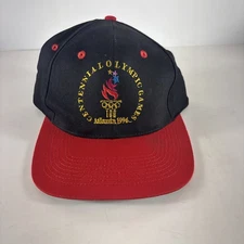 Vintage 1996 Atlanta Olympics Centennial Snap Back Black Red Cap Hat Coca Cola