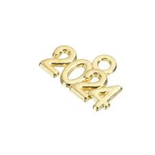 2024 Year Number Charm Graduation Year Charm Bright Golden for Tassel,Pack of 50