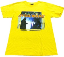 Vintage Star Wars Shirt Boys Large Yellow Tee Y2K 2000s Cyber Darth Vader Youth