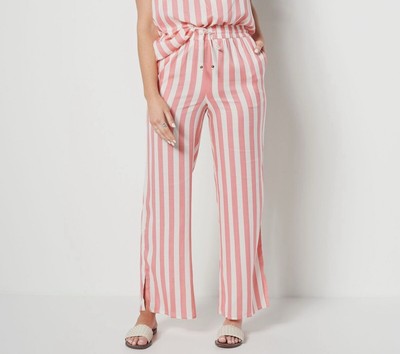 Candace Cameron Bure Wide Leg Pants With Side Slits Size 5XP Stripe A488229 NEW