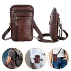 Men Leather Small Crossbody Bag Cellphone Belt Pouch Bag Travel Passport Wallet