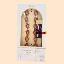 NIB ARTIKL UNIVERSAL CROSSBODY PHONE STRAP 120C PINKISH BEIGE ACRYLIC GOLD CHAIN