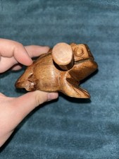 Hand Carved Frog/Toad Rasp Dark Wood Instrument Music Percussion