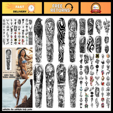 46 Sheets Waterproof Full Arm Temporary Tattoos for Men Women - Lion, Tiger, C